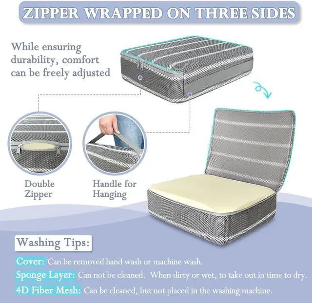Alt view image 5 of 6 - Adult Booster Seat Cushion Extra Firm Riser Chair Cushions for Elderly Washable Thick Chair Lift Pads to Raise Height for Couch, Home, Patio, Office Seat