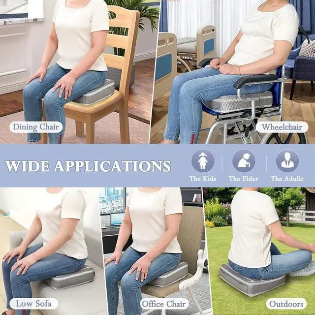 Alt view image 6 of 6 - Adult Booster Seat Cushion Extra Firm Riser Chair Cushions for Elderly Washable Thick Chair Lift Pads to Raise Height for Couch, Home, Patio, Office Seat