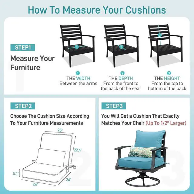 Alt view image 7 of 7 - Outdoor Chair Cushion, 24 x 24 Inch Water-Resistant, Fade-Resistant Olefin Fabric Patio Seat Cushions with Removable Cover and Adjustable Straps for Outdoor Furniture, Set of 2, Teal