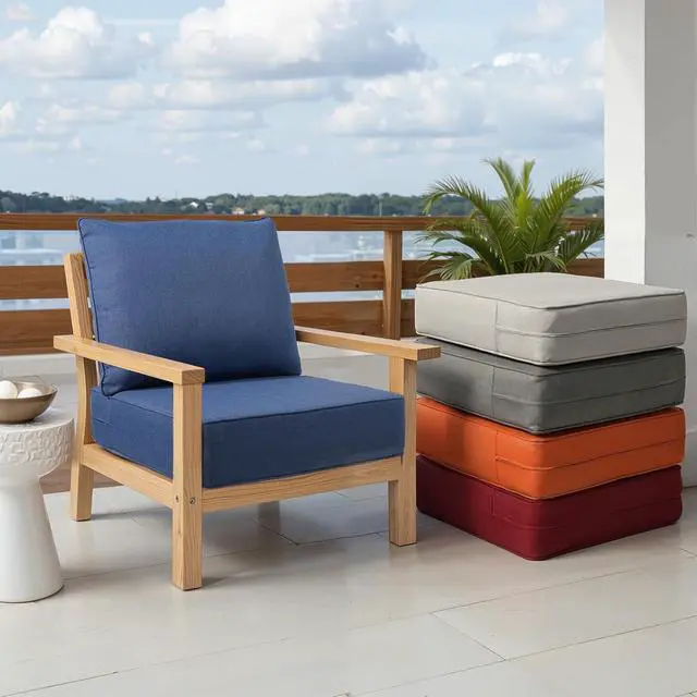 Alt view image 7 of 7 - Outdoor Chair Cushions Set of 2, Waterproof 24x24 Patio Chair Cushion, 6" Thickened Seat Cushion for Outdoor Furniture, Couch Cushion Replacement, Include 2 Back & 2 Seat Cushions, Thick/Blue