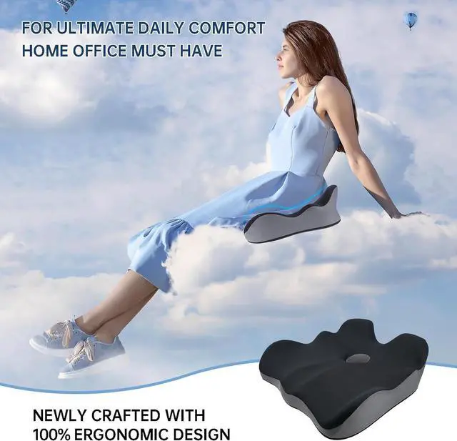 Alt view image 2 of 7 - Seat Cushion, X-Large Memory Foam Office Chair Cushion, for Pressure Relief Sciatica & Pain Relief for Long Sitting Hours on Office/Home Chair, Car, Wheelchair