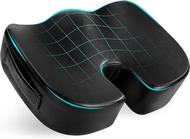 Main image of Luxury Seat Cushion, 4 Inch Extra Thick Memory Foam for Pressure Relief, Sciatica, Tailbone Pain & Back Pain Relief, Multi-Use for Bleachers, Car, Gaming, Office Chair (Black)