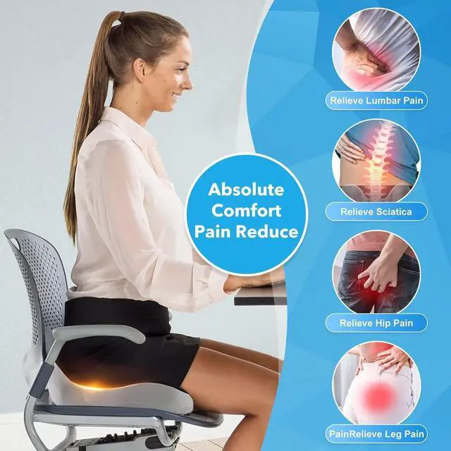Alt view image 3 of 7 - Seat Cushion,Office Chair Memory Cushion, Ergonomic Design, Relieve Sciatica and Long-Term Sitting Pain, Suitable for desks, Car Seats, Games, Wheelchairs