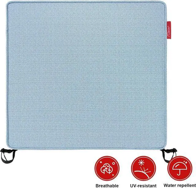 Alt view image 2 of 7 - Outdoor Chair Cushions,22 x 22 x 3 Inch Seat Cushions for Patio Furniture,Square Corner Patio Chair Cushion with Adjustable Straps,2 Pack,Light Blue