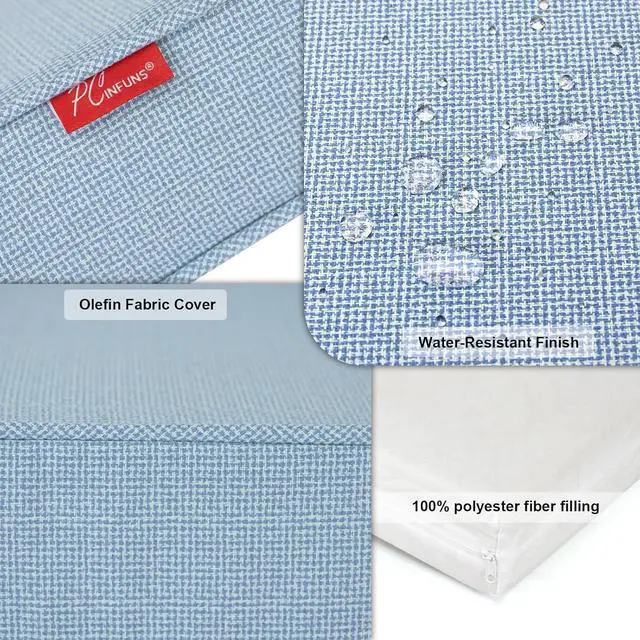Alt view image 3 of 7 - Outdoor Chair Cushions,22 x 22 x 3 Inch Seat Cushions for Patio Furniture,Square Corner Patio Chair Cushion with Adjustable Straps,2 Pack,Light Blue