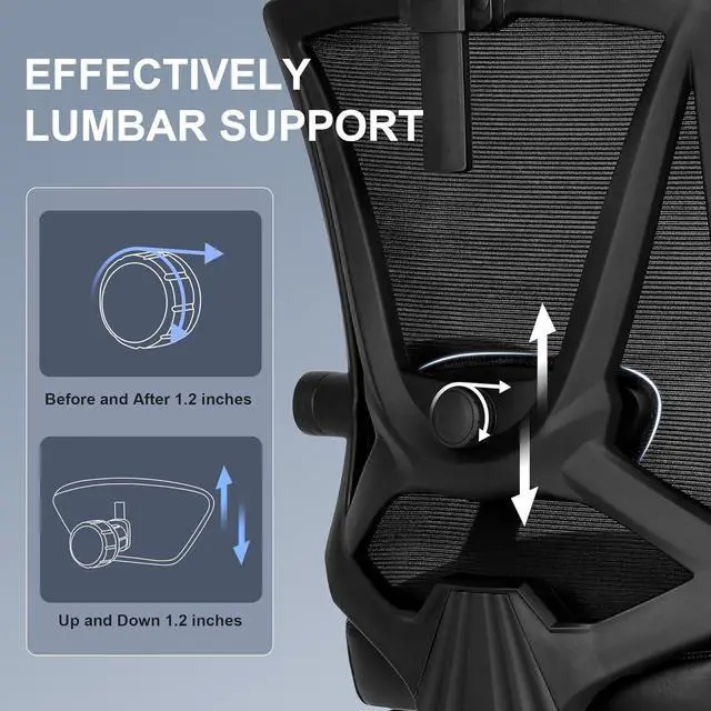 Alt view image 5 of 6 - Ergonomic Office Chair with Footrest, Ergonomic Desk Chair with Adjustable 2D Lumbar Support, High Back Computer Chair with Adjustable Headrest, Comfortable Leather Office Chairs -Black
