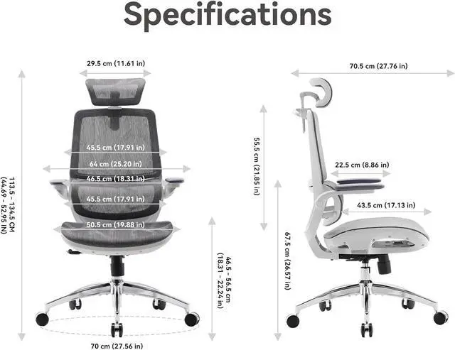 Alt view image 2 of 7 - M59AS Ergonomic Office Chair, Desk Chair with 3D Flip-up Armrests, Computer Chair with Dual Back Design and Adaptive Dynamic Lumbar Support