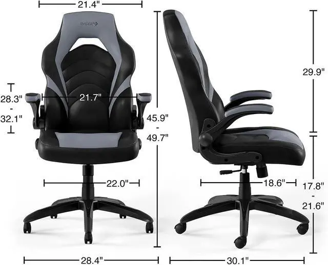 Alt view image 3 of 7 - Emerge Vortex Bonded Leather Ergonomic Gaming Chair with Lumbar Support, High Back and Adjustable Tilt Lock