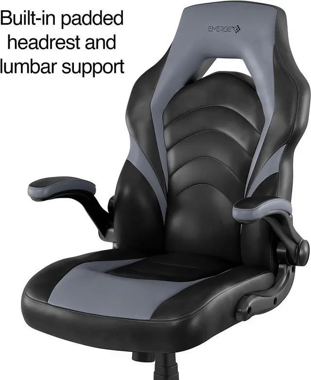 Alt view image 4 of 7 - Emerge Vortex Bonded Leather Ergonomic Gaming Chair with Lumbar Support, High Back and Adjustable Tilt Lock