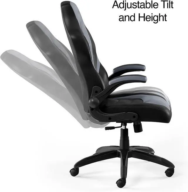 Alt view image 5 of 7 - Emerge Vortex Bonded Leather Ergonomic Gaming Chair with Lumbar Support, High Back and Adjustable Tilt Lock