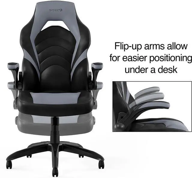 Alt view image 6 of 7 - Emerge Vortex Bonded Leather Ergonomic Gaming Chair with Lumbar Support, High Back and Adjustable Tilt Lock