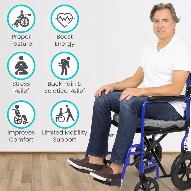 Alt view image 6 of 7 - Inflatable Wheelchair Air Seat Cushion - Adjustable Air Pressure Relief Travel Seat, Portable - Waffle Style Pressure Relief Bed Sore Ulcer Treatment Wheel Chair Pain Cushion for Mobility Aids