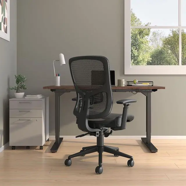 Alt view image 2 of 7 - Kroy Ergonomic Office Desk Chair, Breathable Mesh Swivel Seat & Back, Adjustable Height, Lumbar Support, Black