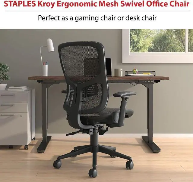 Alt view image 6 of 7 - Kroy Ergonomic Office Desk Chair, Breathable Mesh Swivel Seat & Back, Adjustable Height, Lumbar Support, Black