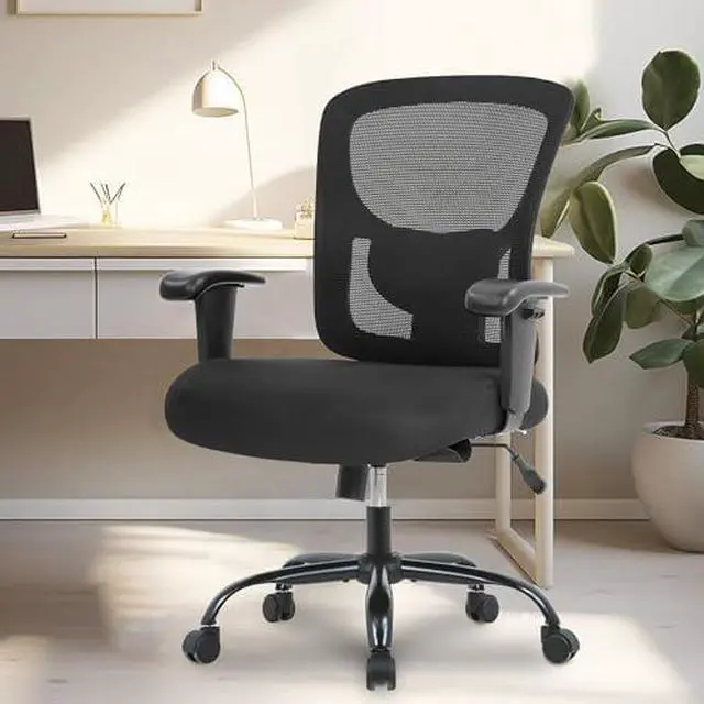 Alt view image 2 of 6 - Big and Tall 500lbs Mesh Office Chair Ergonomic Executive Task Desk Chair Rolling Swivel Computer Chair with Lumbar Support for Women, Men (Black)