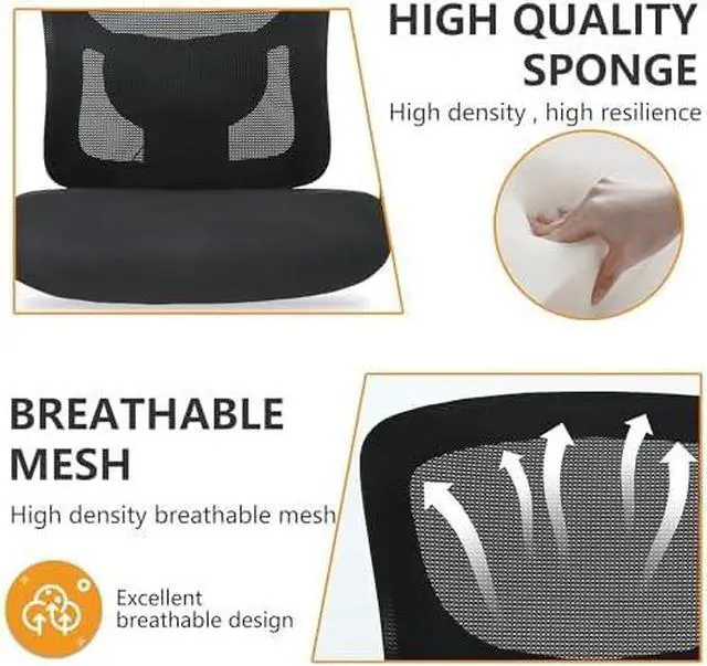 Alt view image 6 of 6 - Big and Tall 500lbs Mesh Office Chair Ergonomic Executive Task Desk Chair Rolling Swivel Computer Chair with Lumbar Support for Women, Men (Black)