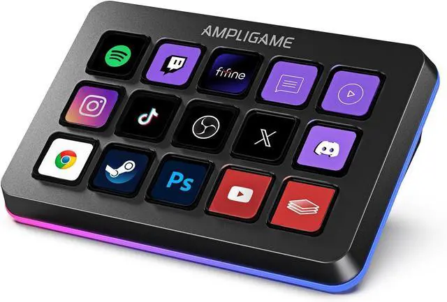 Main image of Fifine AmpliGame Stream Controller with 15 Macro Keys, Streaming Keyboard with Trigger Actions in OBS/Twitch/YouTube/Streamlabs, Shortcut Buttons Keypad Works with Mac and PC-D6
