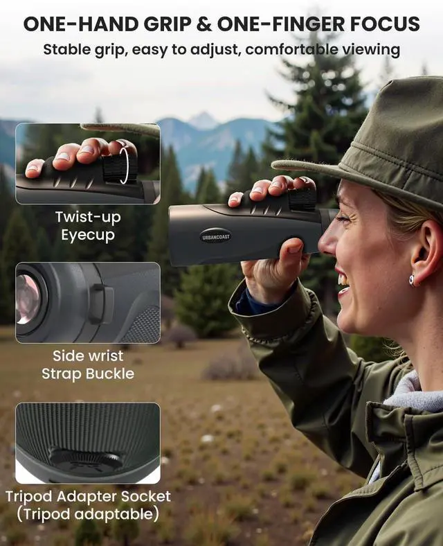 Alt view image 4 of 6 - 15X54 Monocular Telescope for Adults High Powered  Waterproof, BAK4 Prism, FMC Lens, Compact Spotting Scope for Bird Watching, Hunting Gear, Hiking Accessories, Travel & Camping Gifts