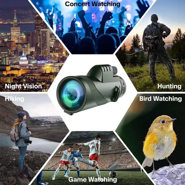 Alt view image 5 of 7 - Monocular-Telescope 80x100 High Powered Monoculars High Definition for Adults High Powered with Smartphone Adapter Telescope Hunting Wildlife Bird Watching Travel Camping Hiking-Green