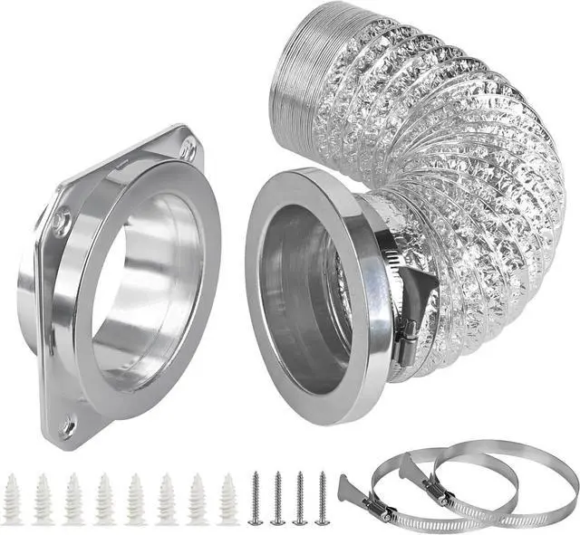 Main image of Magnetic Dryer Vent Coupling Connector Kit - DV180 Airtight Seal, Quick Connect, Includes 4"x3.3ft Duct & 2 Clamps