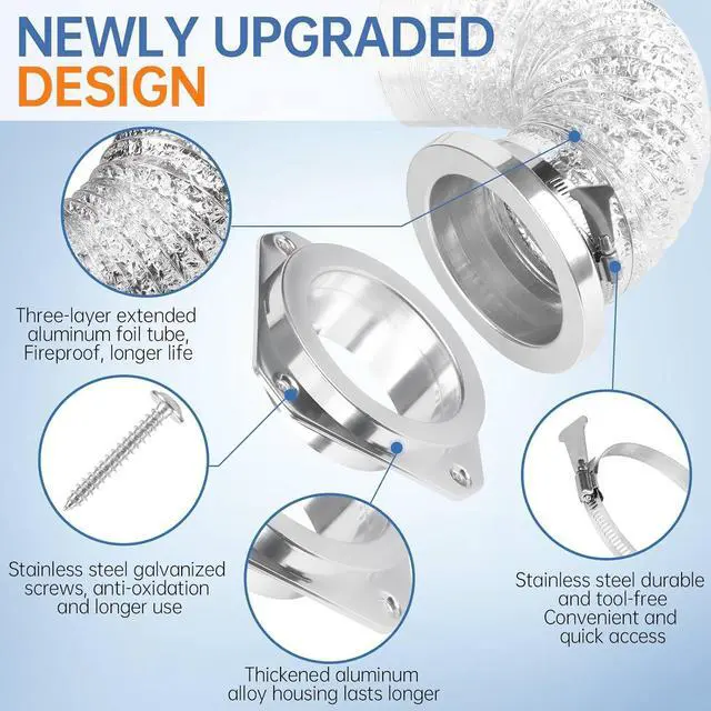 Alt view image 5 of 7 - Magnetic Dryer Vent Coupling Connector Kit - DV180 Airtight Seal, Quick Connect, Includes 4"x3.3ft Duct & 2 Clamps