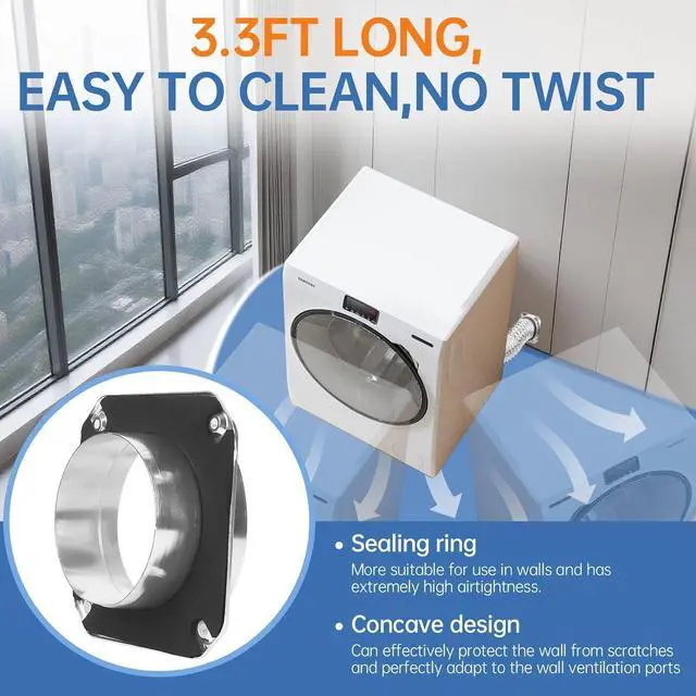 Alt view image 6 of 7 - Magnetic Dryer Vent Coupling Connector Kit - DV180 Airtight Seal, Quick Connect, Includes 4"x3.3ft Duct & 2 Clamps