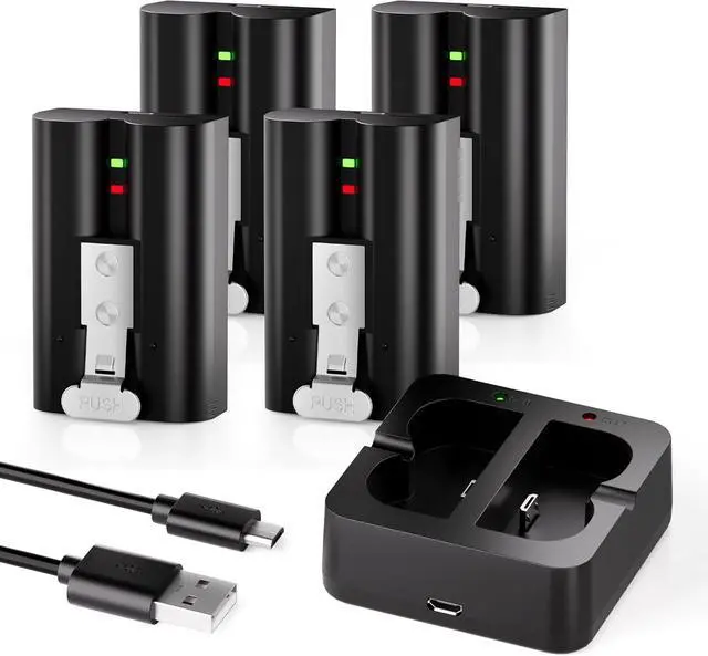 Main image of 4-Pack Replacement Battery for Ring Doorbell - 6040mAh Rechargeable Camera Batteries with Charger Station for Ring Video Doorbell 2/3/3 Plus/4, Spotlight Cam, Stick Up Cam and Peephole Cam Indoor