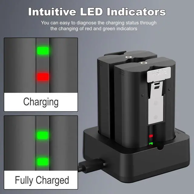 Alt view image 5 of 7 - 4-Pack Replacement Battery for Ring Doorbell - 6040mAh Rechargeable Camera Batteries with Charger Station for Ring Video Doorbell 2/3/3 Plus/4, Spotlight Cam, Stick Up Cam and Peephole Cam Indoor