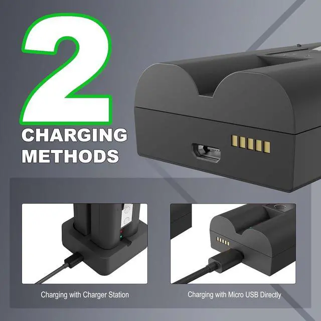 Alt view image 4 of 7 - 4-Pack Replacement Battery for Ring Doorbell - 6040mAh Rechargeable Camera Batteries with Charger Station for Ring Video Doorbell 2/3/3 Plus/4, Spotlight Cam, Stick Up Cam and Peephole Cam Indoor