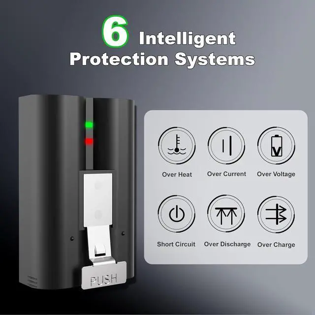 Alt view image 7 of 7 - 4-Pack Replacement Battery for Ring Doorbell - 6040mAh Rechargeable Camera Batteries with Charger Station for Ring Video Doorbell 2/3/3 Plus/4, Spotlight Cam, Stick Up Cam and Peephole Cam Indoor