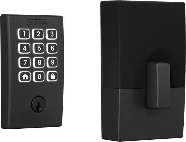 Main image of Arrive WiFi Deadbolt Smart Lock, Keyless Entry Door Lock with Century Trim, Matte Black, Compatible with Alexa and Google, BE459WB CEN 622