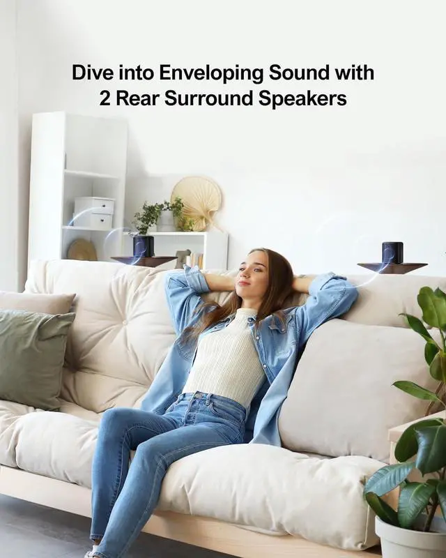 Alt view image 4 of 7 - 5.1ch Sound Bar with Dolby Atmos, Surround Sound System for TV, Sound Bar for Smart TV and Home Theater, App Control, TV Soundbar with Subwoofer, 2 Surround Speakers, HDMI eARC, Aura A50 Pro