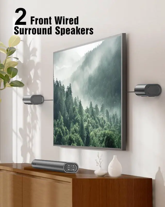 Alt view image 5 of 7 - 4.1ch Sound Bar with Dolby Atmos, 300W Sound Bar for Smart TV with Subwoofer, 2 Front Surround Speakers, Soundbar for TV Speaker, Adjustable Bass, Surround Sound System for TV, HiElite A41