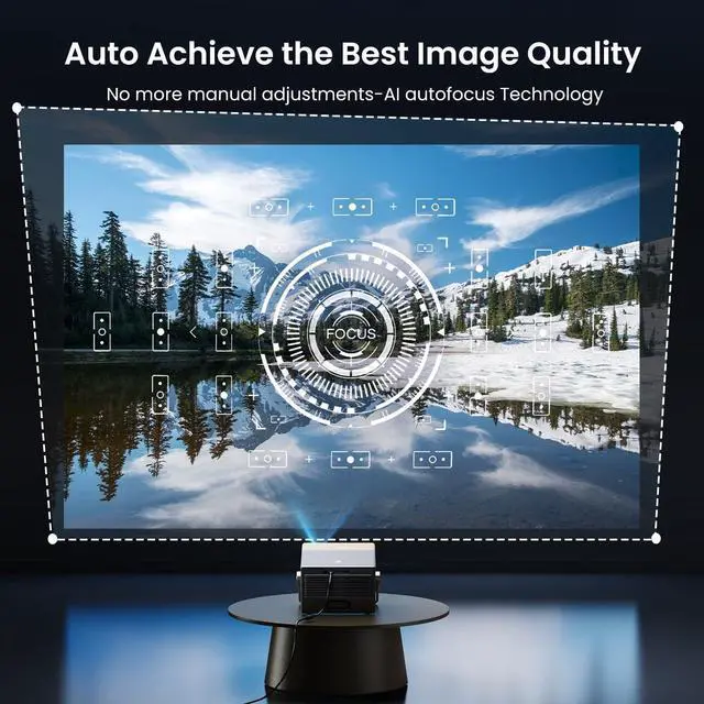 Alt view image 6 of 7 - 2000 ANSI Official Licensed Google TV Outdoor Projector 4K Full HD, Smart Projector with Wifi and Bluetooth, Auto Focus, Dolby Sound, Built-in Apps, Indoor Home Theater for Phone/TV Stick/PC/PS5-Gold