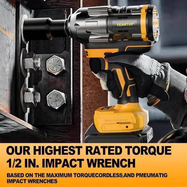 Alt view image 4 of 7 - Cordless Impact Wrench 1/2 inch for Dewalt 20V Battery, 900FT-LBS(1200N.m) Driver Brushless, High Torque with 6 Pcs Sockets & Gift Box (No Battery)