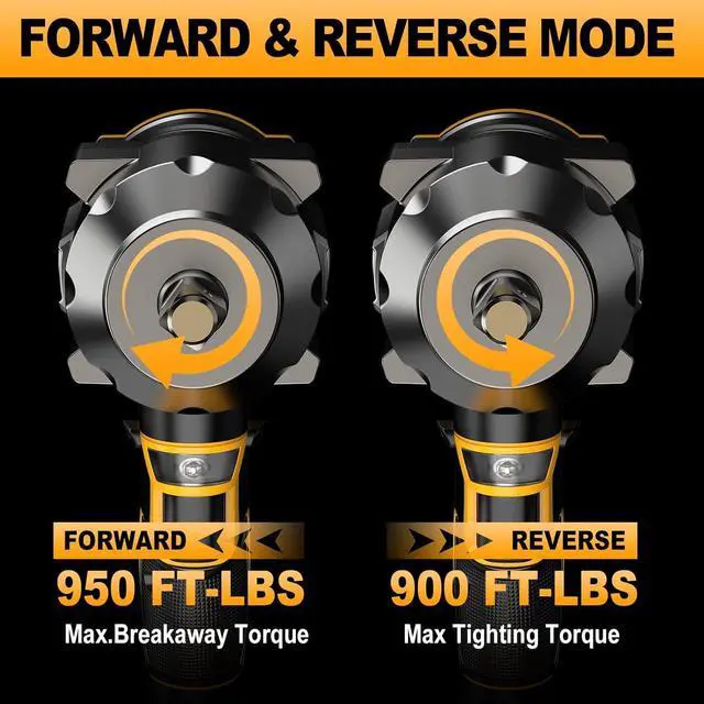 Alt view image 7 of 7 - Cordless Impact Wrench 1/2 inch for Dewalt 20V Battery, 900FT-LBS(1200N.m) Driver Brushless, High Torque with 6 Pcs Sockets & Gift Box (No Battery)