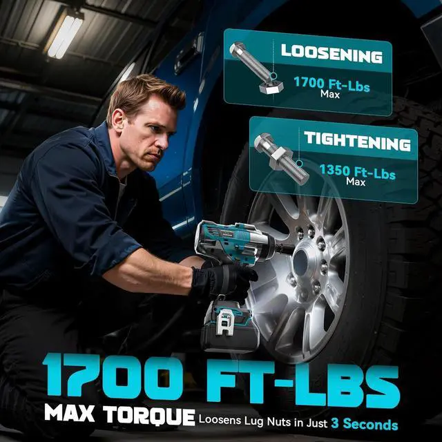 Alt view image 3 of 7 - Cordless Impact Wrench 1/2" Compatible with Makita 18v Battery, 1700 Ft-lbs High Torque Impact Driver with 6Pcs Sockets & Storage Case, Impact Gun with 4 Modes & LED Light(Tool Only)