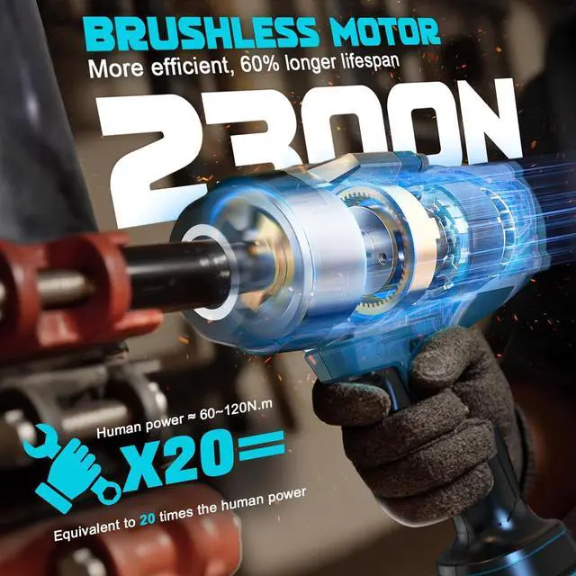 Alt view image 2 of 7 - Cordless Impact Wrench 1/2" Compatible with Makita 18v Battery, 1700 Ft-lbs High Torque Impact Driver with 6Pcs Sockets & Storage Case, Impact Gun with 4 Modes & LED Light(Tool Only)