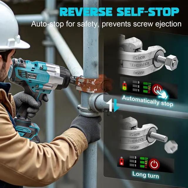 Alt view image 5 of 7 - Cordless Impact Wrench 1/2" Compatible with Makita 18v Battery, 1700 Ft-lbs High Torque Impact Driver with 6Pcs Sockets & Storage Case, Impact Gun with 4 Modes & LED Light(Tool Only)