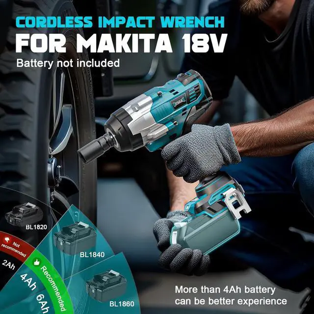 Alt view image 6 of 7 - Cordless Impact Wrench 1/2" Compatible with Makita 18v Battery, 1700 Ft-lbs High Torque Impact Driver with 6Pcs Sockets & Storage Case, Impact Gun with 4 Modes & LED Light(Tool Only)