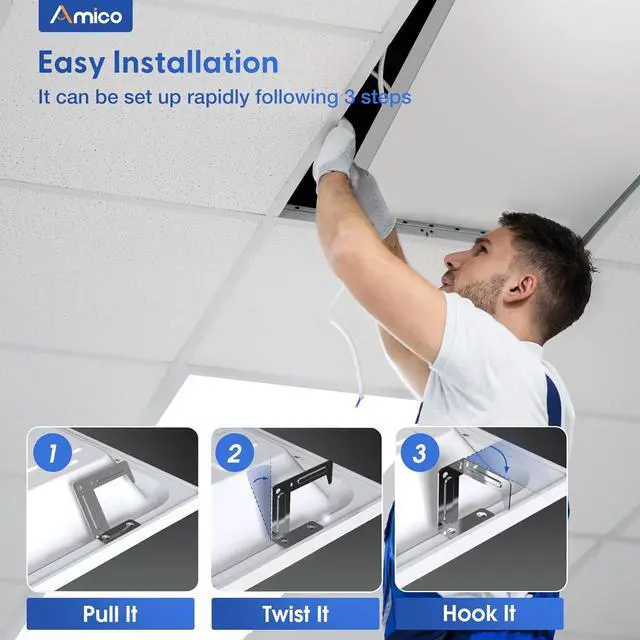 Alt view image 5 of 7 - 24 Pack 2x4 LED Flat Panel Light Fixture Selectable Color Temperature 4000K/5000K/6500K Drop Ceiling Office Lights 50W Dimmable 0-10V, 6250 LM, LED Drop Ceiling Lighting Fixtures, UL Listed, FCC