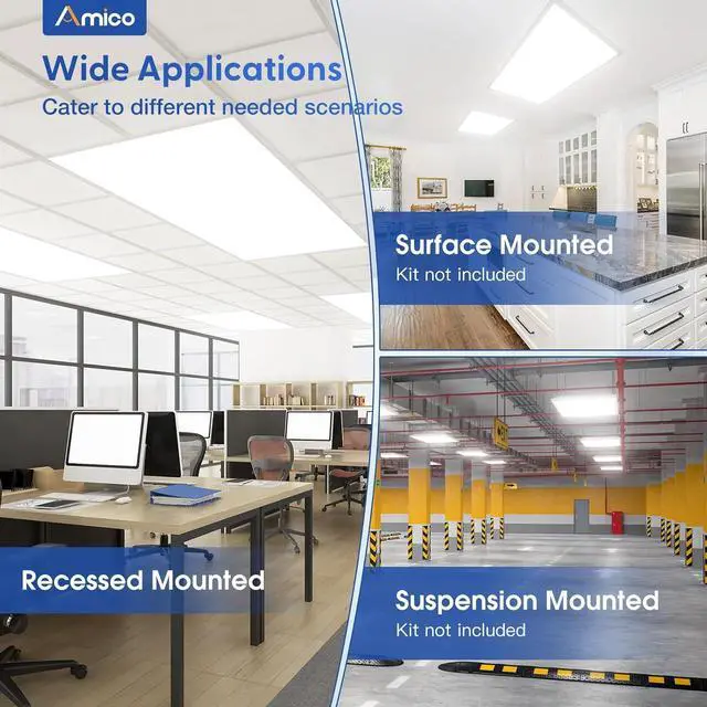 Alt view image 6 of 7 - 24 Pack 2x4 LED Flat Panel Light Fixture Selectable Color Temperature 4000K/5000K/6500K Drop Ceiling Office Lights 50W Dimmable 0-10V, 6250 LM, LED Drop Ceiling Lighting Fixtures, UL Listed, FCC