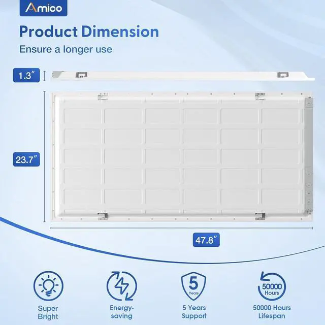 Alt view image 7 of 7 - 24 Pack 2x4 LED Flat Panel Light Fixture Selectable Color Temperature 4000K/5000K/6500K Drop Ceiling Office Lights 50W Dimmable 0-10V, 6250 LM, LED Drop Ceiling Lighting Fixtures, UL Listed, FCC