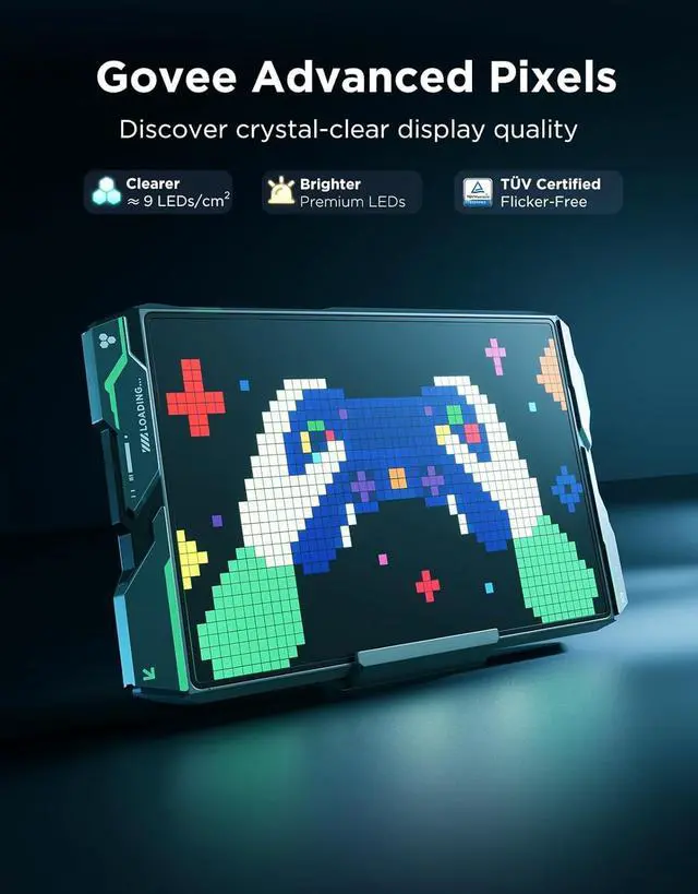 Alt view image 2 of 7 - Gaming Pixel Light, RGBIC LED Panel with Real-time Info Display, 150+ Scene Modes & DIY Options, Smart Pixel Lights (Wi-Fi Only), Works with Alexa, Ideal for Game Room Decor, 52x32 Pixels