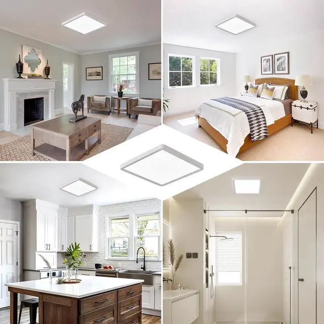 Alt view image 7 of 7 - 12 Inch 6PK Square LED Flush Mount Ceiling Light, 30W, 3000LM, 3000K/4000K/6000K CCT Selectable, LED Flat Panel Low Profile Ceiling Light Fitures for Hallway, Kitchen, Bedroom, Laundry Room