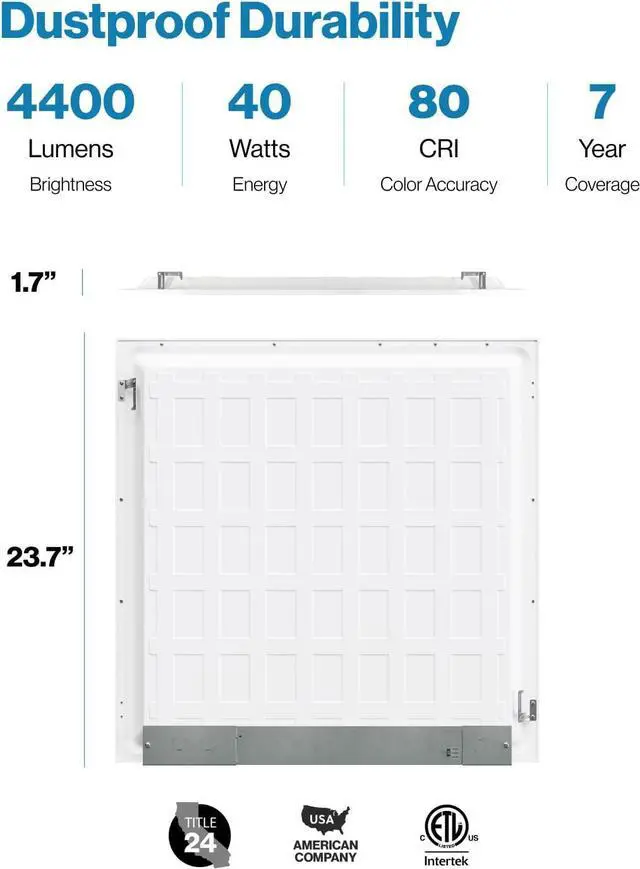 Alt view image 6 of 7 - Sunco 24 Pack 2x2 LED Flat Panel Light for Drop Ceiling, Commercial Troffer Replacement Lighting Fixture, 4400 LM, 40W, Selectable CCT 4000K/5000K/6000K, Dimmable (0-10V), Dustproof ETL