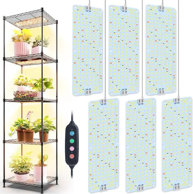Main image of 6Pack Panel Grow Lights for Indoor Plants, Seed Starting, Vegetables, Pot Plants, Bonsai with Timer, Ultra-Thin Under Cabinet & Shelf Full Spectrum LED Plant Growing Lamps, Multi-Panels Free Connect
