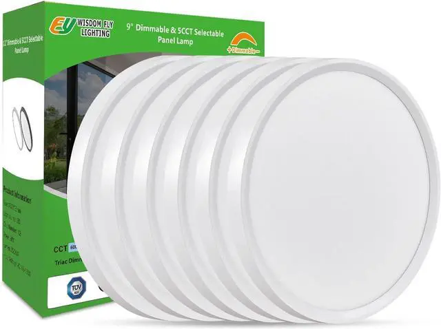 Main image of Dimmable 9 Inch LED Flush Mount Ceiling Light, 2700K/3000K/4000K/5000K/6000K CCT Selectable,18W 1860LM Round Flat Panel Light Low Profile Led Light Fitures for Kitchen Living Room Bedroom6PK- 5CCTD