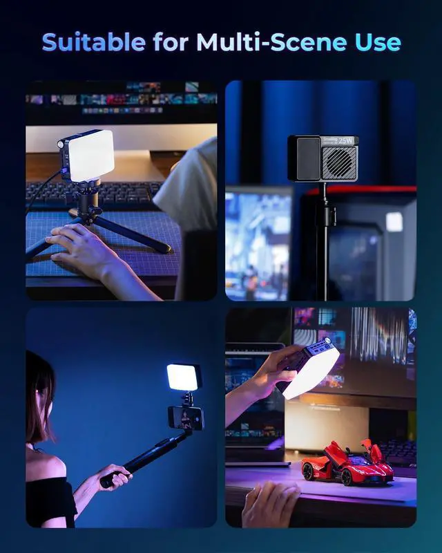 Alt view image 7 of 7 - RM 25C Mini LED RGB Video Light, 3100mAh Battery, HD LCD Display, 25W Portable Camera Light Gifts for Photographers, Content Creators, 2500K-10000K CRI 96 TLCI 99, Magnetic Mounting - 5357