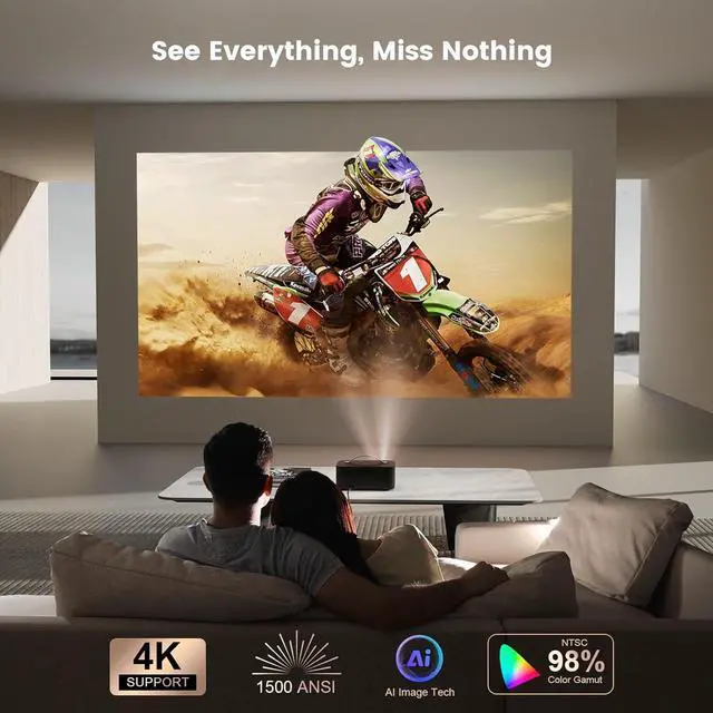 Alt view image 6 of 7 - [1500 ANSI/Auto Focus/Built-in APPs] Outdoor-Projector-4K with Wifi6 and Bluetooth, Smart TV OS & DoIby, Portable Projector Netflix/YouTube/PrimeVideo,  1080P Proyector 300 ''Display